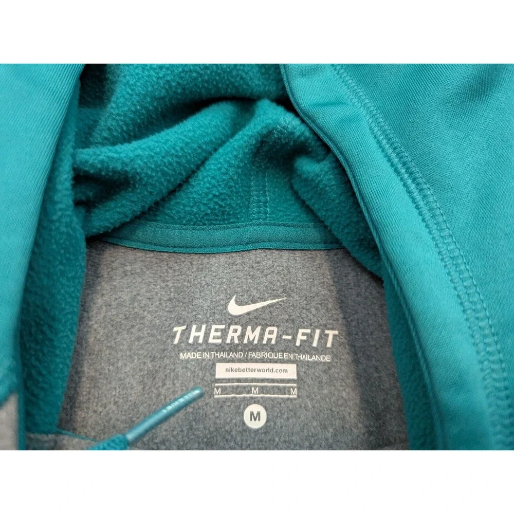 Nike Therma Fit Hoodie Womens Medium Sweatshirt Full Zip Logo Fleece‎ Green